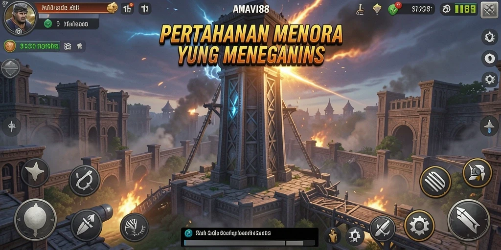 Tampilan gameplay menara dalam AMAVI88 yang penuh aksi dan strategi.