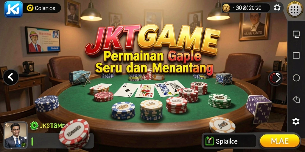Tampilan utama gameplay Gaple JKTGAME yang menarik dan interaktif.