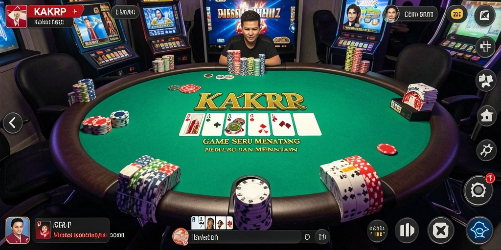 Tampilan gameplay Poker yang seru dan interaktif di KAKRP.