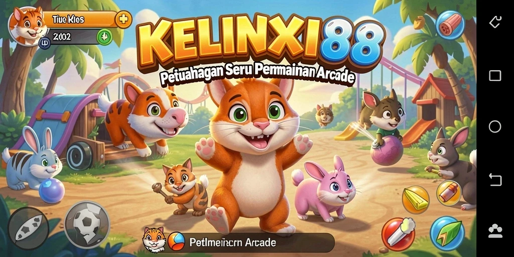 Tampilan gameplay seru KELINCI88 dengan kelinci melompat dan mengumpulkan koin.