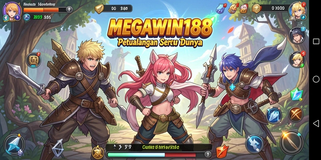 Tampilan gameplay seru MEGAWIN188 dengan karakter anime yang menawan.