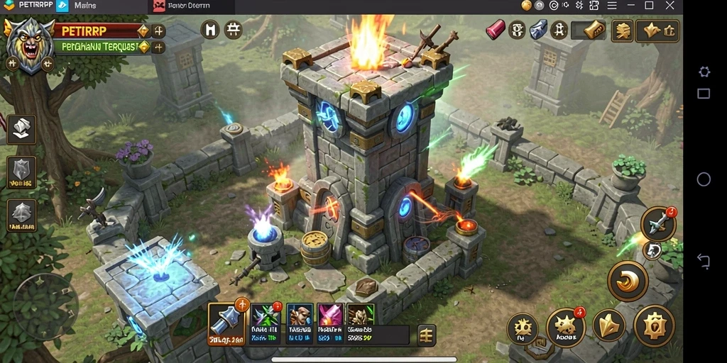 Gambaran aksi seru dalam gameplay PETIRRP Tower Defense.