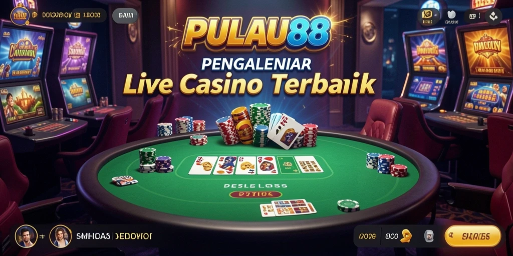 Tampilan utama game PULAU88 dengan dealer profesional yang sedang bermain.