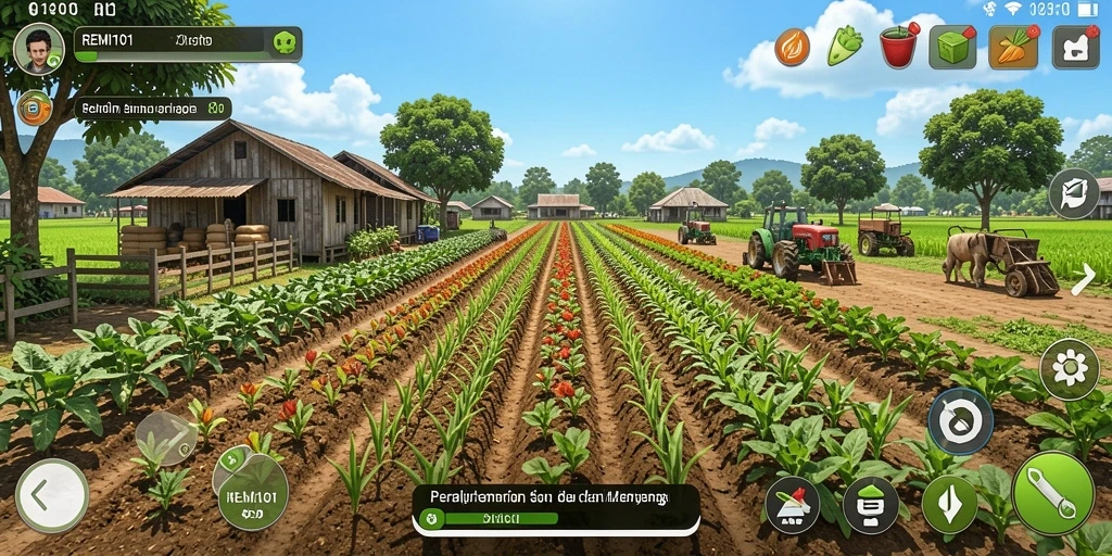 Tampilan gameplay menawan dari game pertanian REMI101.
