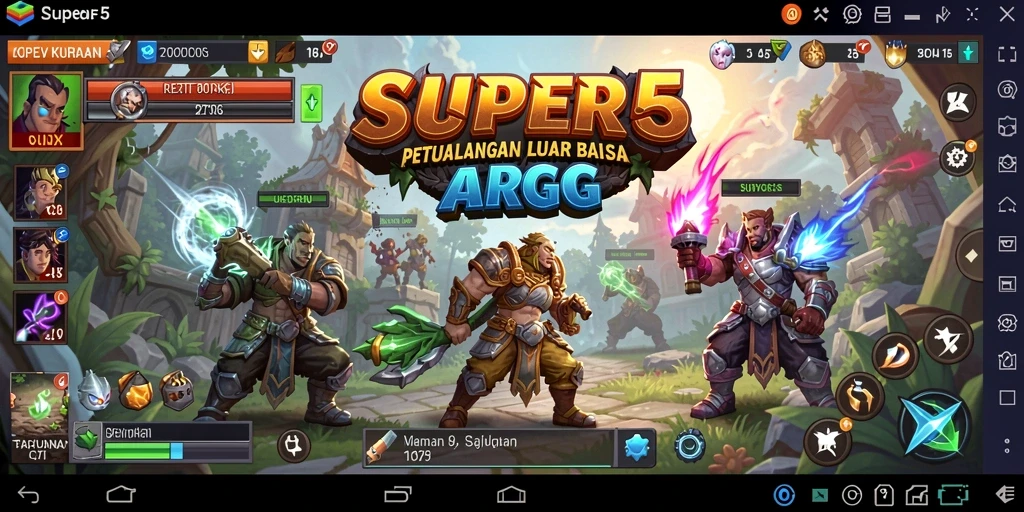 Gameplay SUPER5 yang menampilkan aksi epik dan eksplorasi.