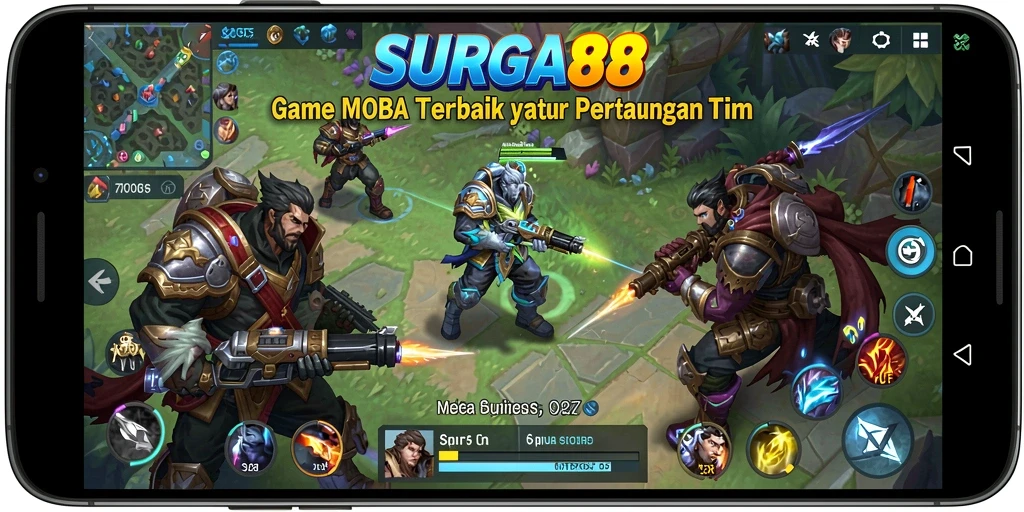 Tangkapan layar gameplay SURGA88 yang menampilkan aksi seru dalam pertempuran tim.