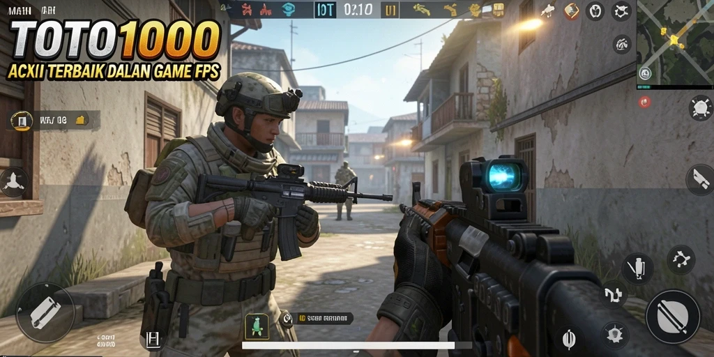 Screenshot TOTO1000 menampilkan aksi intens dalam sebuah pertempuran sengit.